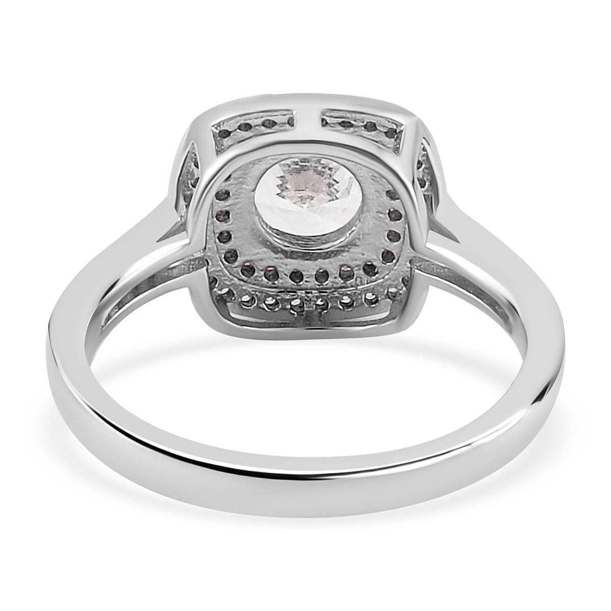 White & Pink Cubic Zirconia Ring in Two Tone Plated Sterling Silver