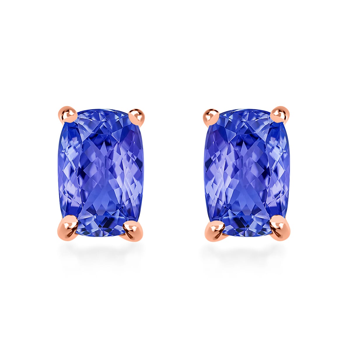 18K Rose Gold AAA Tanzanite Earring With Screw Back 1.22 Ct.