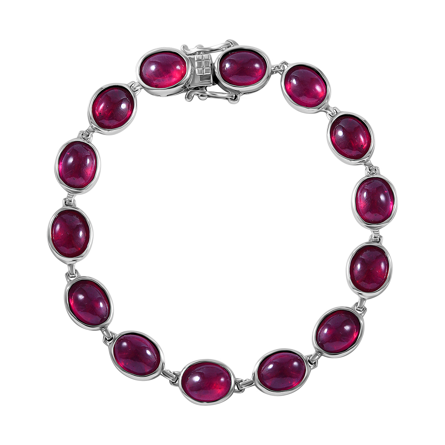 RARE TUCSON FIND - African Ruby Tennis Bracelet (Size - 7) in Rhodium Overlay Sterling Silver 37.25 Ct, Silver Wt 13.00 GM