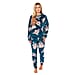 Ladies Floral Printed Flannel Fleece 2 Piece Crew Neck Pyjama Set - Green