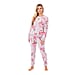 Ladies Floral Printed Flannel Fleece 2 Piece Crew Neck Pyjama Set - Green