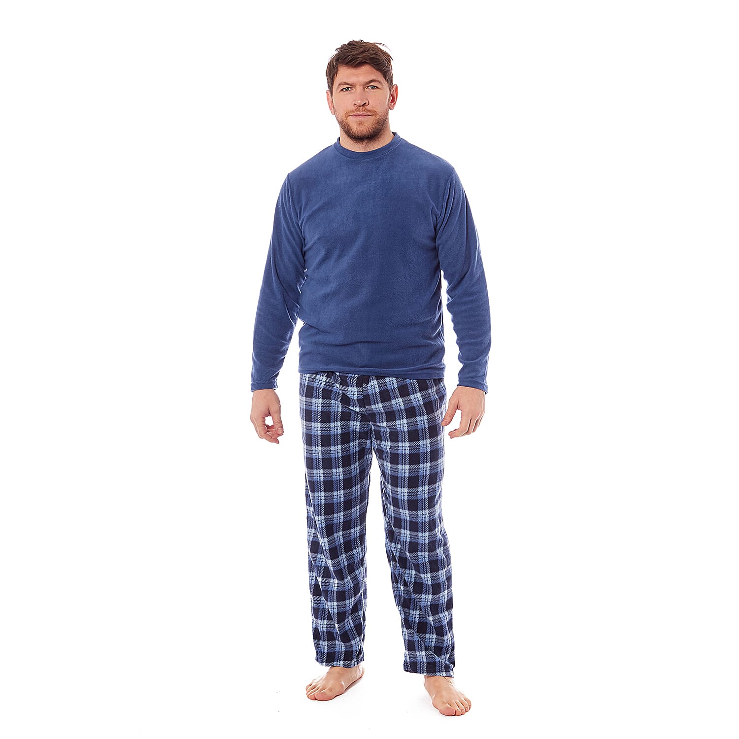 Super Soft Warm Fleece Pyjama Set (Size XL) -  Blue