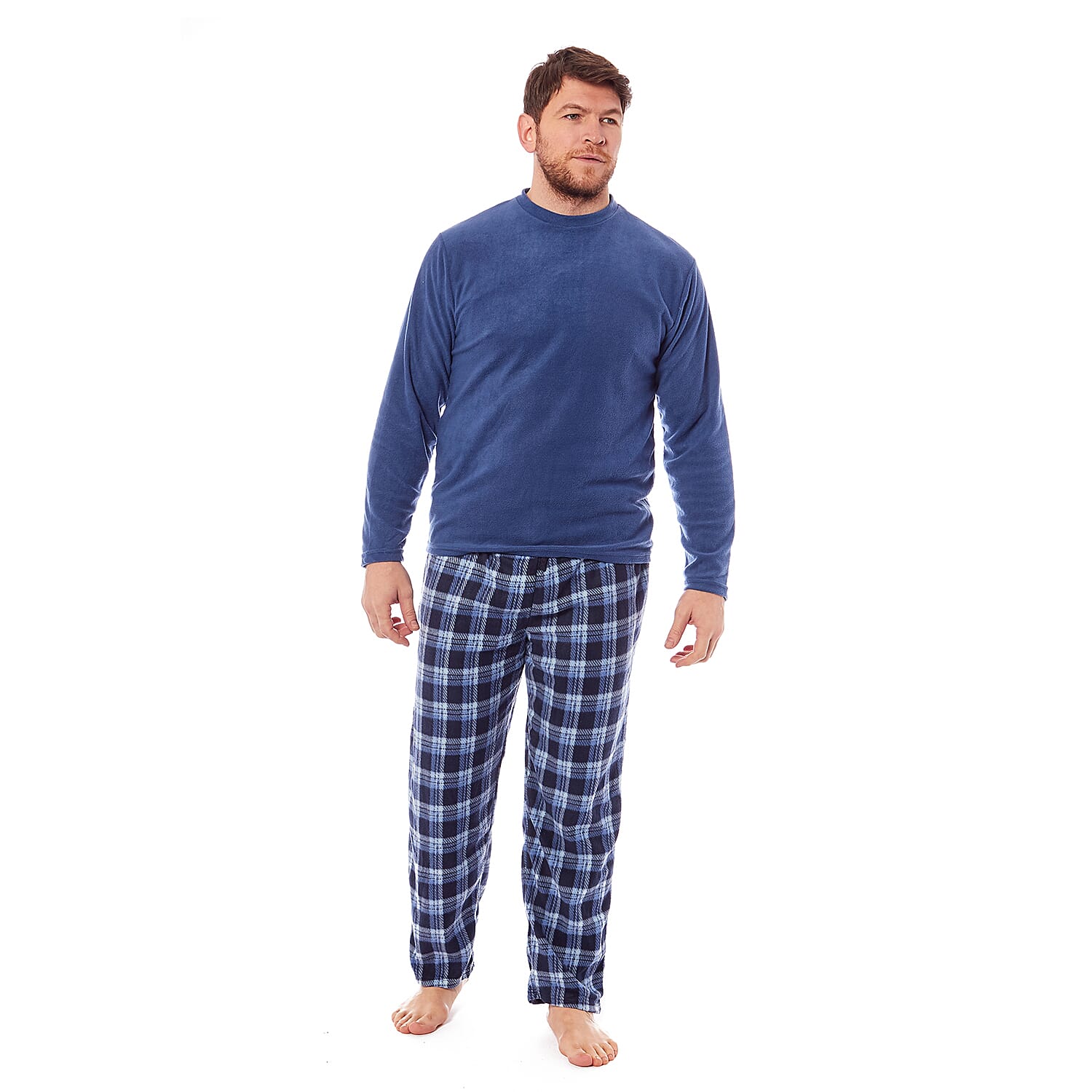 Super Soft Warm Fleece Pyjama Set (Size XL) -  Blue