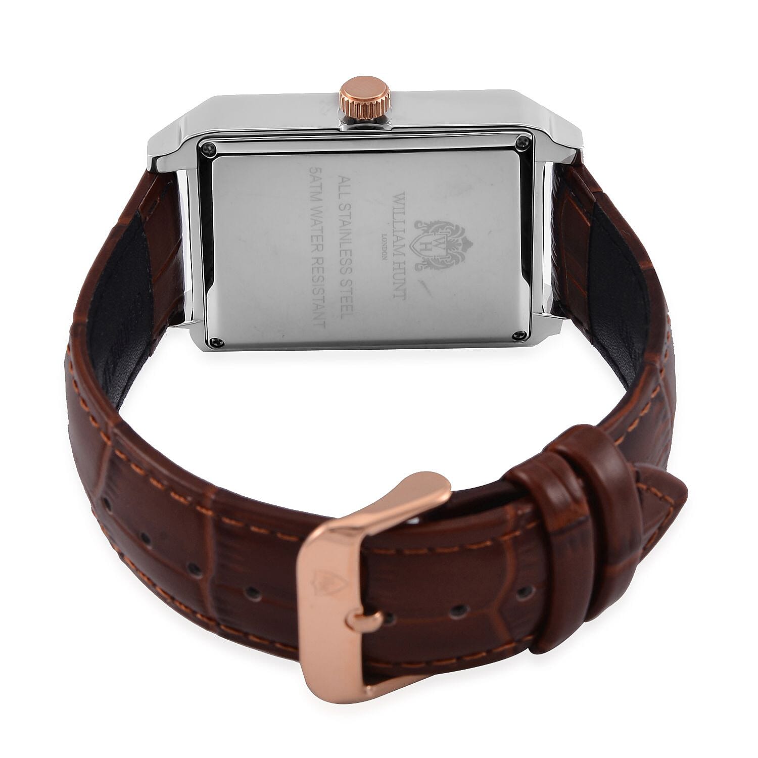 William Hunt Miyota Multifunctional Japan Movt. Watch with Brown Leather Strap