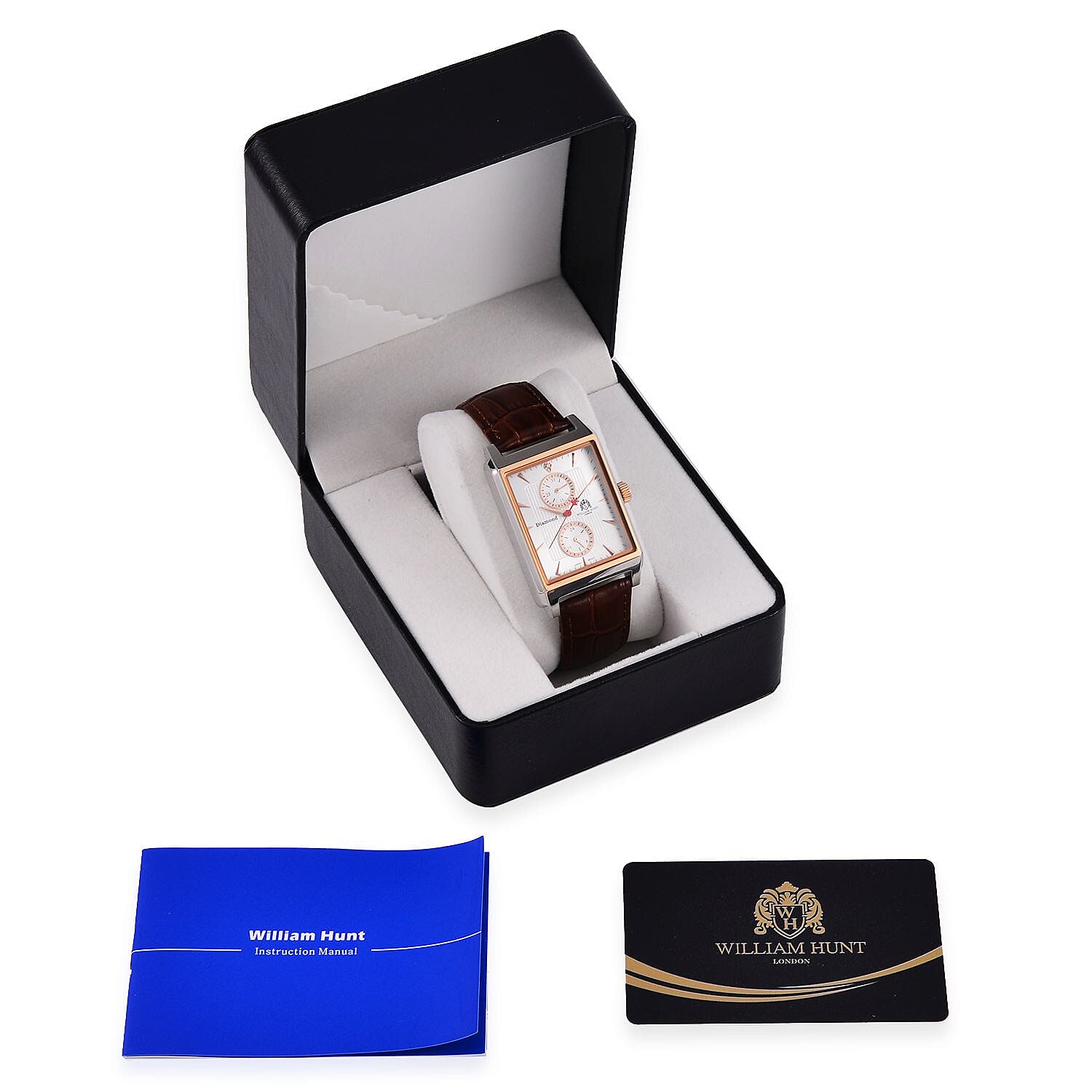 William Hunt Miyota Multifunctional Japan Movt. Watch with Brown Leather Strap