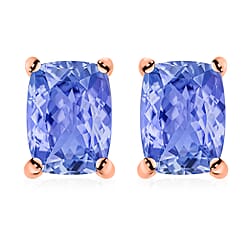 Tanzanite Solitaire Earrings in Platinum Overlay Sterling Silver 2.10 Ct