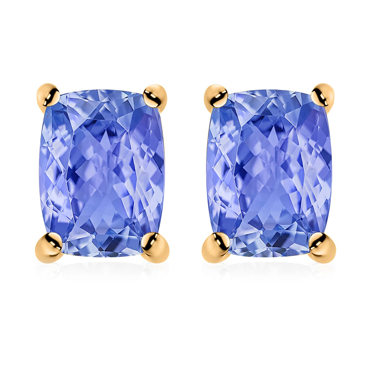 Tanzanite  Earring in Vermeil YG Sterling Silver 2.10 ct  2.100  Ct.