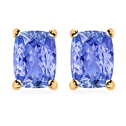 Tanzanite Solitaire Earrings in Platinum Overlay Sterling Silver 2.10 Ct