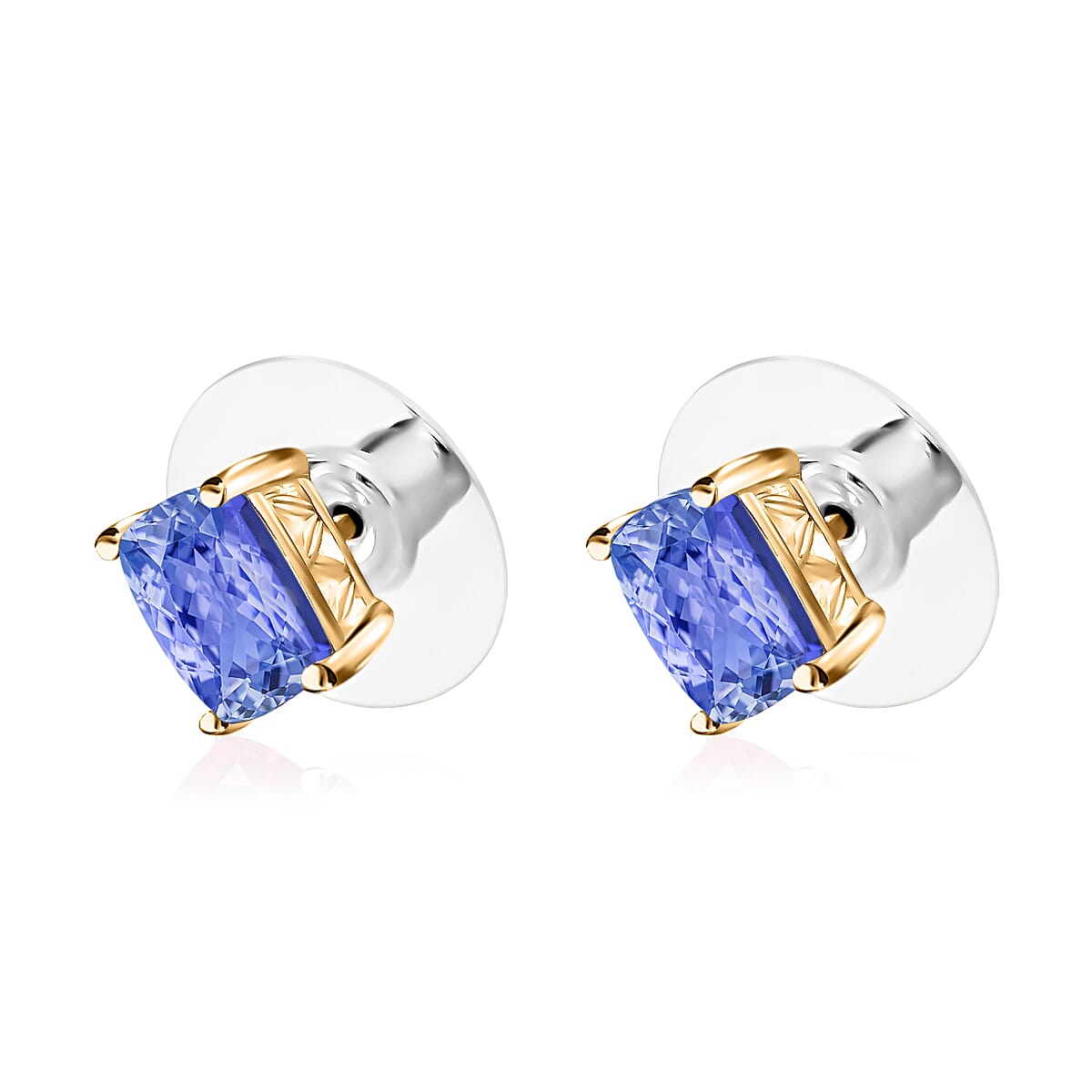 Tanzanite  Earring in Vermeil YG Sterling Silver 2.10 ct  2.100  Ct.