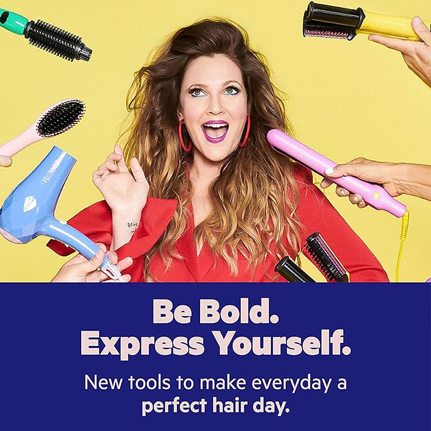 Flower Beauty Titanium 1.25 Inch Revolving Styling Iron (Hair Straightner) - Yellow