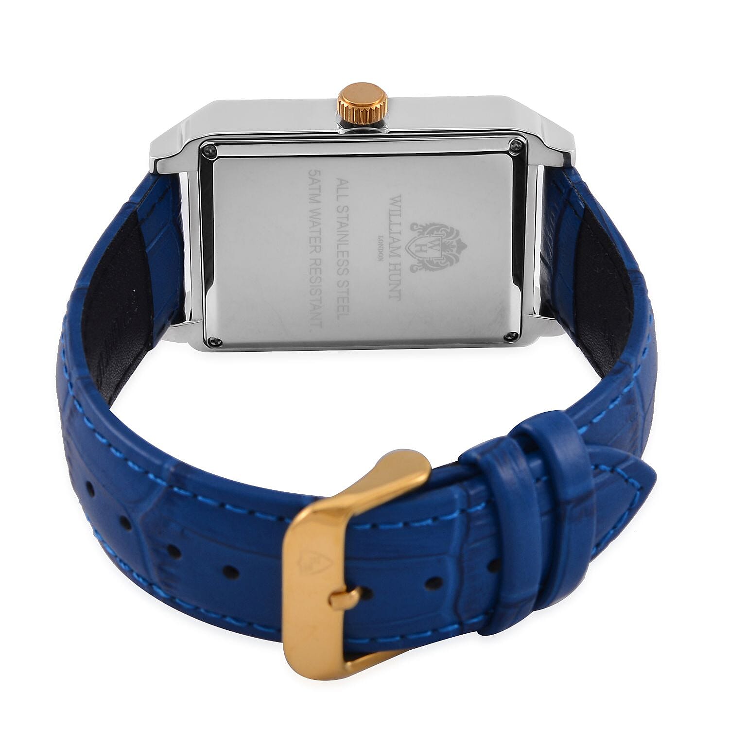 William Hunt Multifunctional Movt. Blue Dial 5 ATM WR Watch with Blue Leather Strap