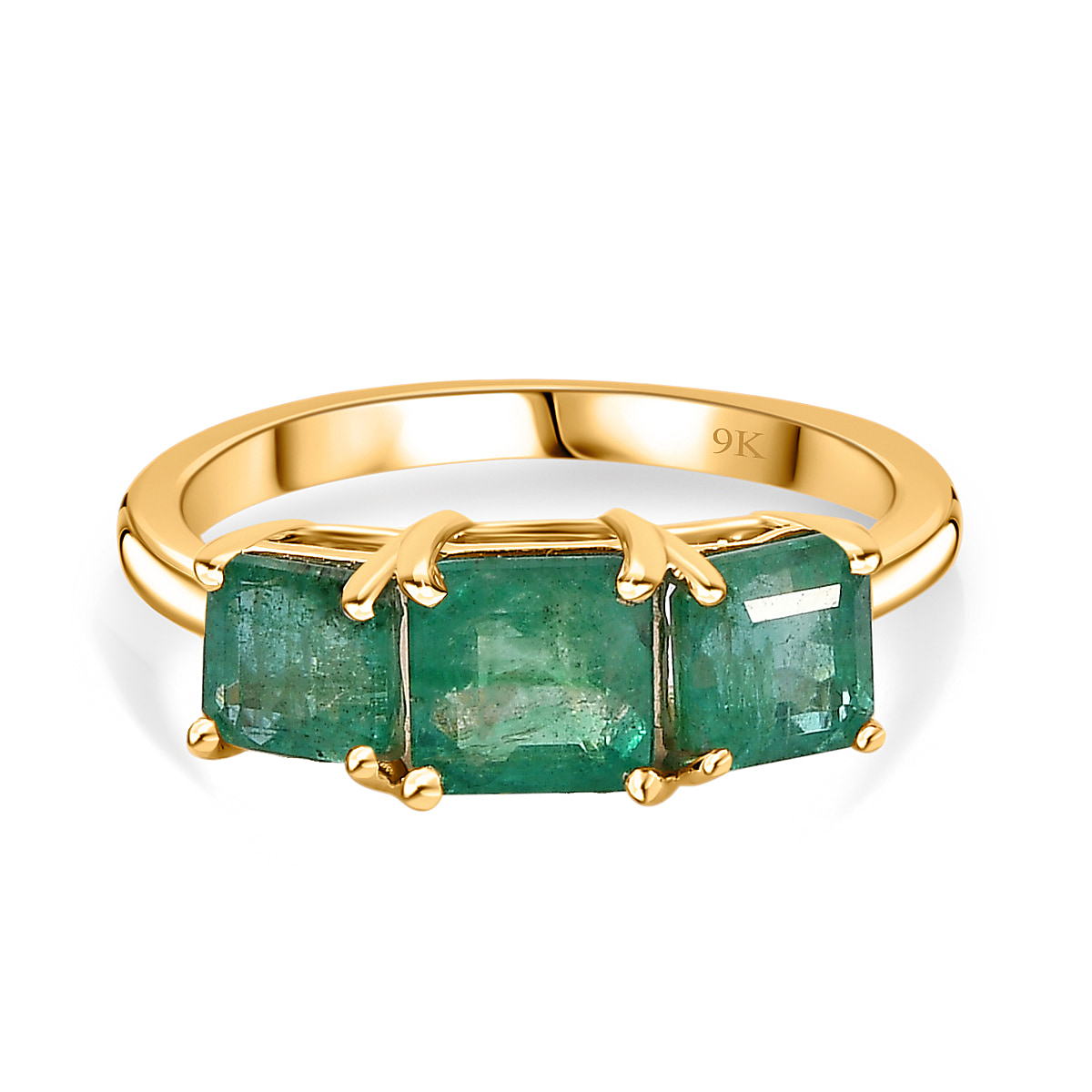 9K Yellow Gold AAA Gemfields Zambian  Emerald Ring 2.23 Ct.