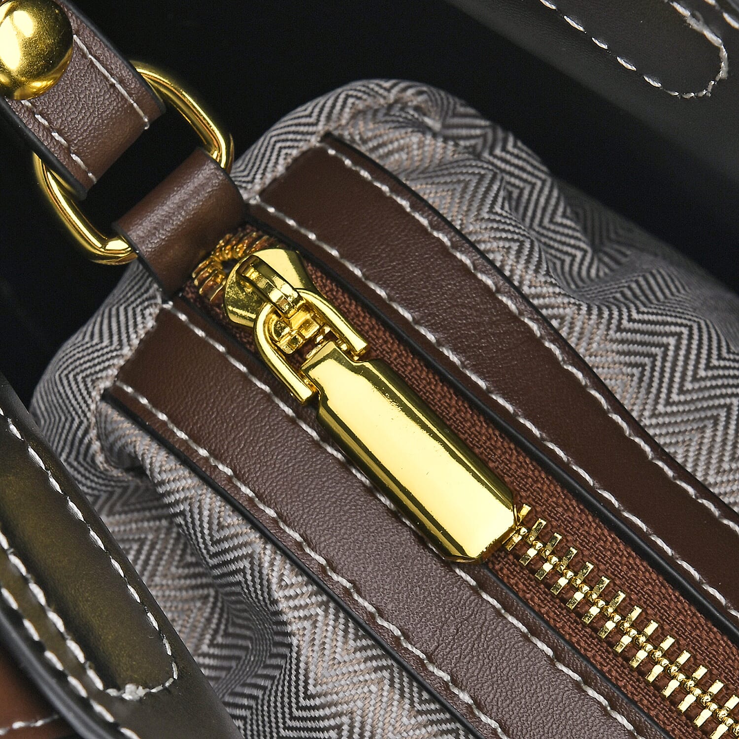 Leather Solid Crossbody Bag - Black