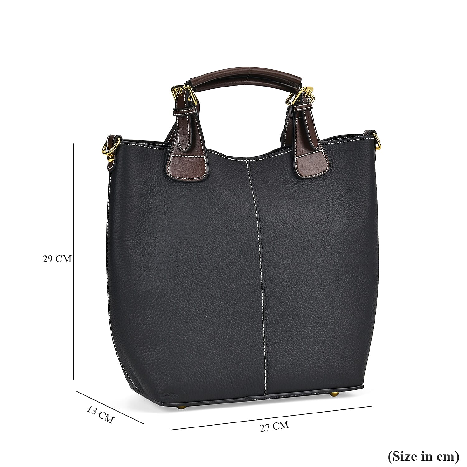 Leather Solid Crossbody Bag - Black