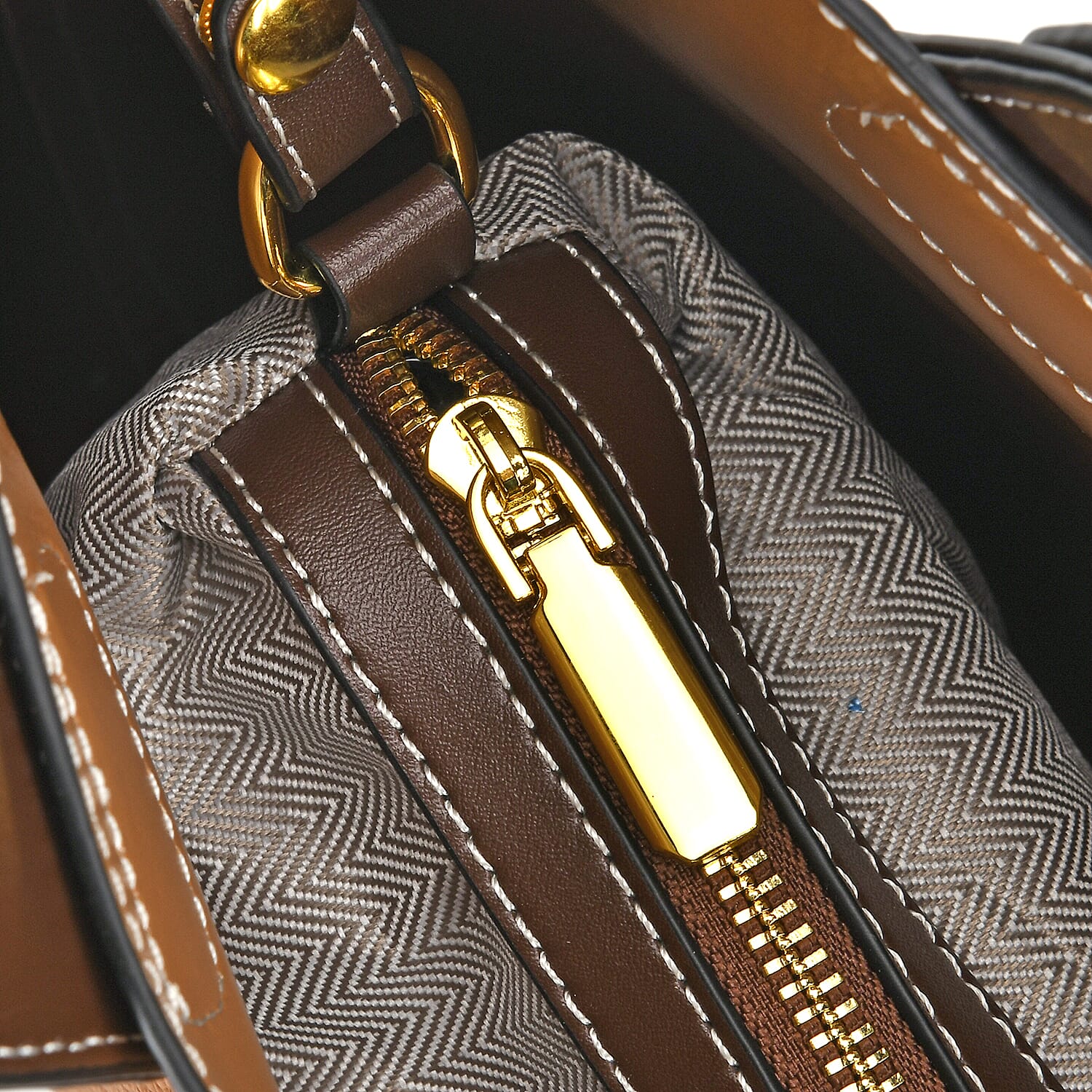 Genuine Leather Convertible Bag with Handle Drop - Tan