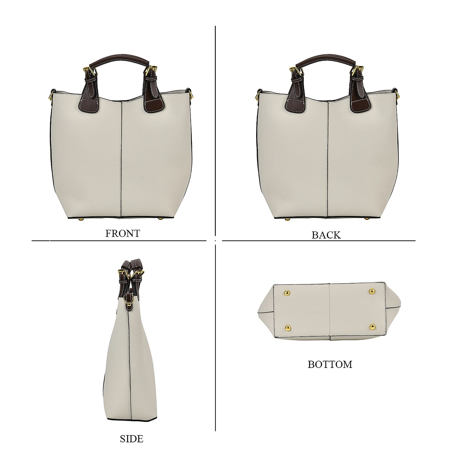 Genuine Leather Convertible Bag with Handle Drop - White