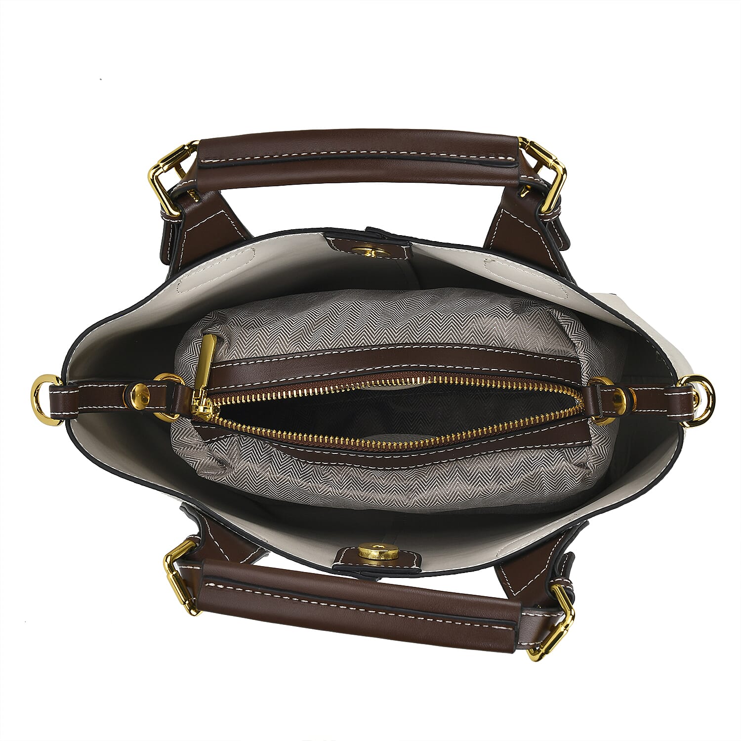 Genuine Leather Convertible Bag with Handle Drop - White