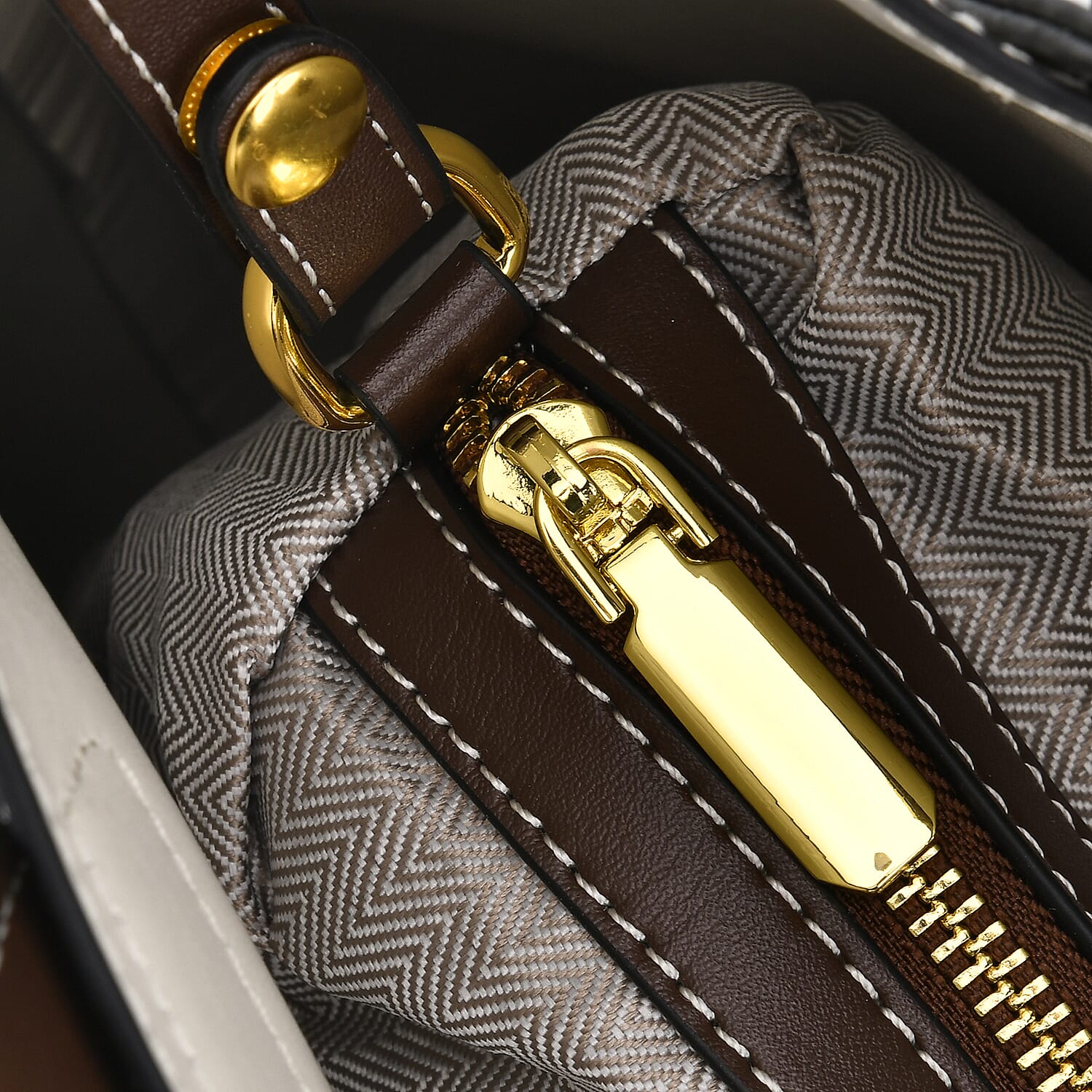 Genuine Leather Convertible Bag with Handle Drop - White