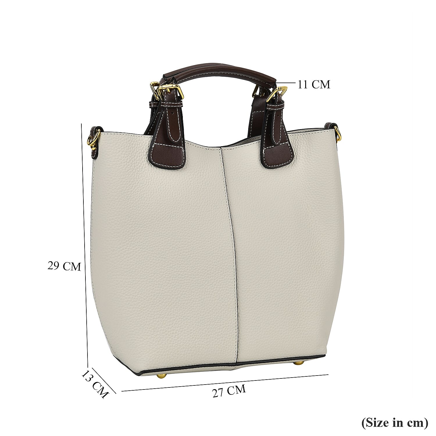 Genuine Leather Convertible Bag with Handle Drop - White