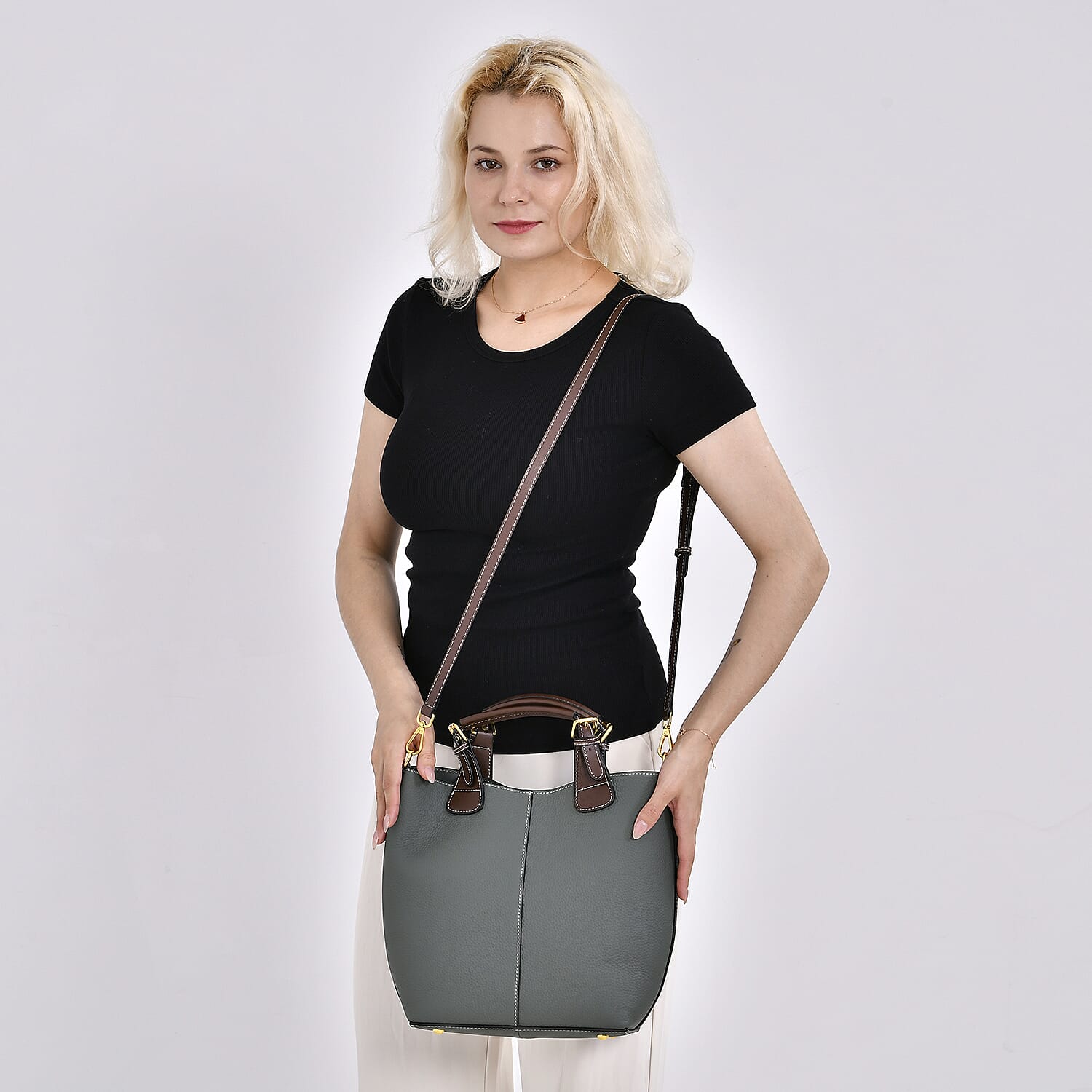 100% Genuine Leather Convertible Bag with Detachable Long Strap & Handle Drop - Olive