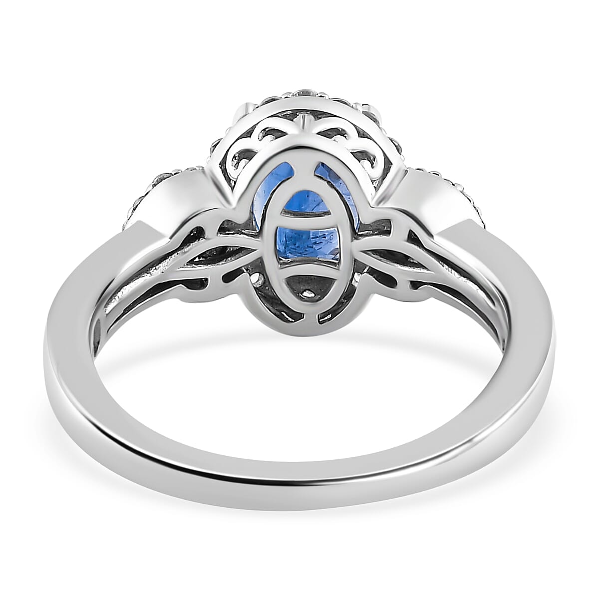 Natural Himalayan Kyanite & Natural Zircon Ring in Platinum Overlay Sterling Silver 2.12 Ct.