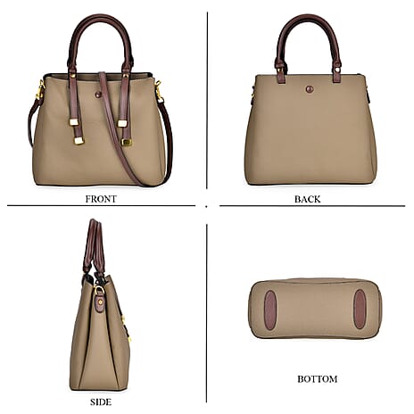 THE BUYERS PICK - SUMPTUOUS Quality - 100% Genuine Exquisite Leather Convertible City Bag with Handle Drop - Detachable Long Strap (120cm) - Khaki