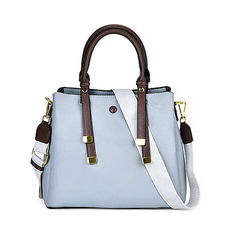 THE BUYERS PICK - SUMPTUOUS Quality - 100% Genuine Exquisite Leather Convertible City Bag with Handle Drop - Detachable Long Strap (120cm) - Blue