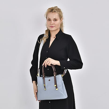 THE BUYERS PICK - SUMPTUOUS Quality - 100% Genuine Exquisite Leather Convertible City Bag with Handle Drop - Detachable Long Strap (120cm) - Blue