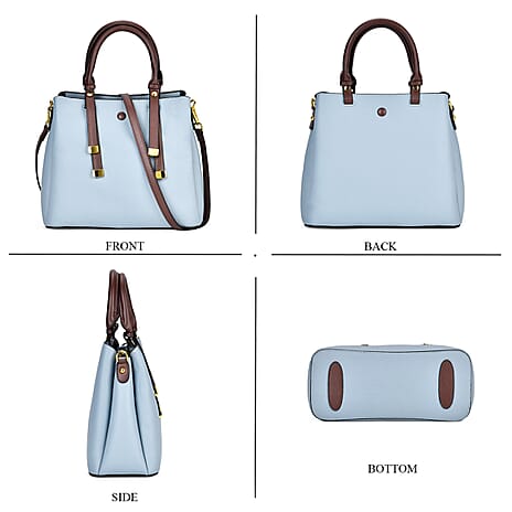 THE BUYERS PICK - SUMPTUOUS Quality - 100% Genuine Exquisite Leather Convertible City Bag with Handle Drop - Detachable Long Strap (120cm) - Blue