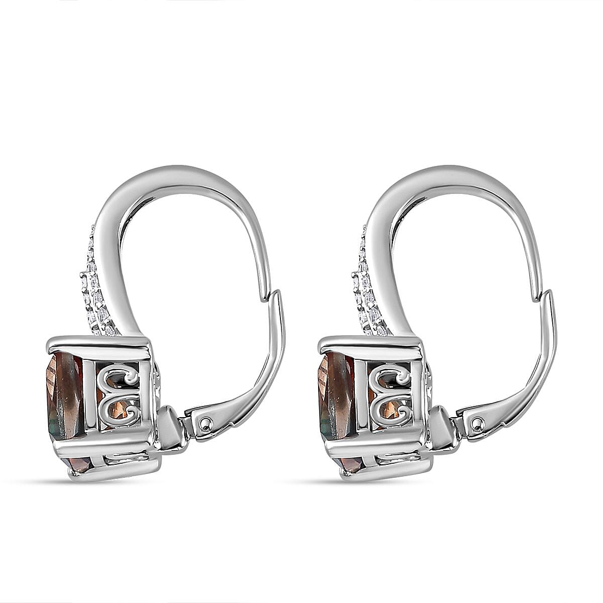 Aqua Terra Costa Quartz & Natural Zircon Earrings in Platinum Overlay Sterling Silver 5.10 Ct.