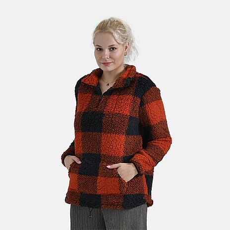 La Marey Half Zip Sweatshirt (Size 16 to 18) - Black - Red