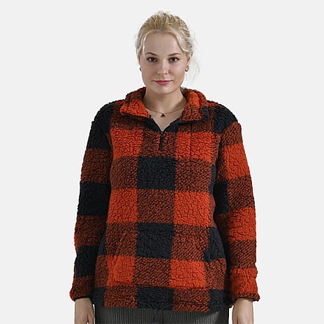 La Marey Half Zip Sweatshirt (Size 16 to 18) - Black - Red