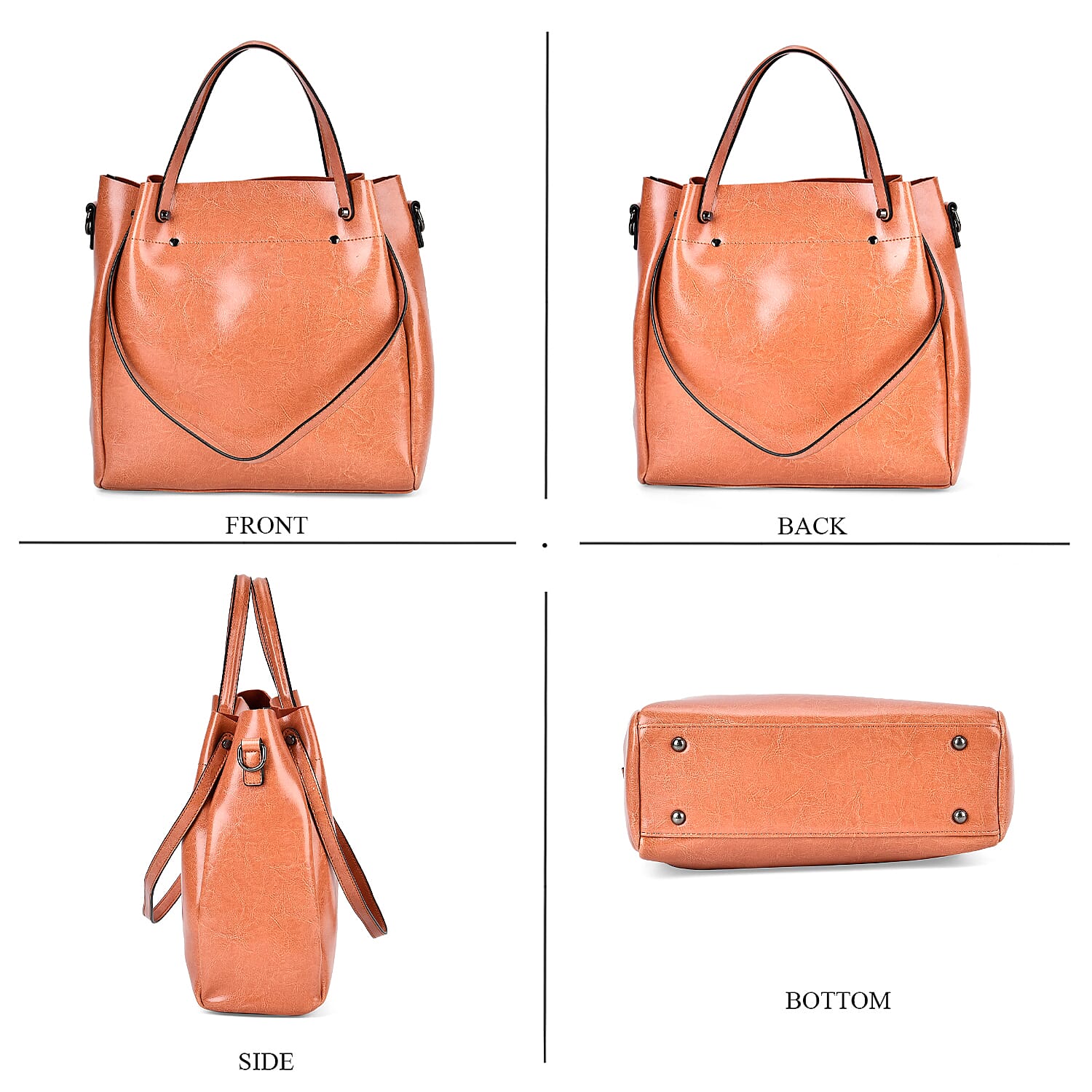 100% Genuine Leather Convertible Bag with Handle Drop & Deteachable Long Strap (120cm) - Pink