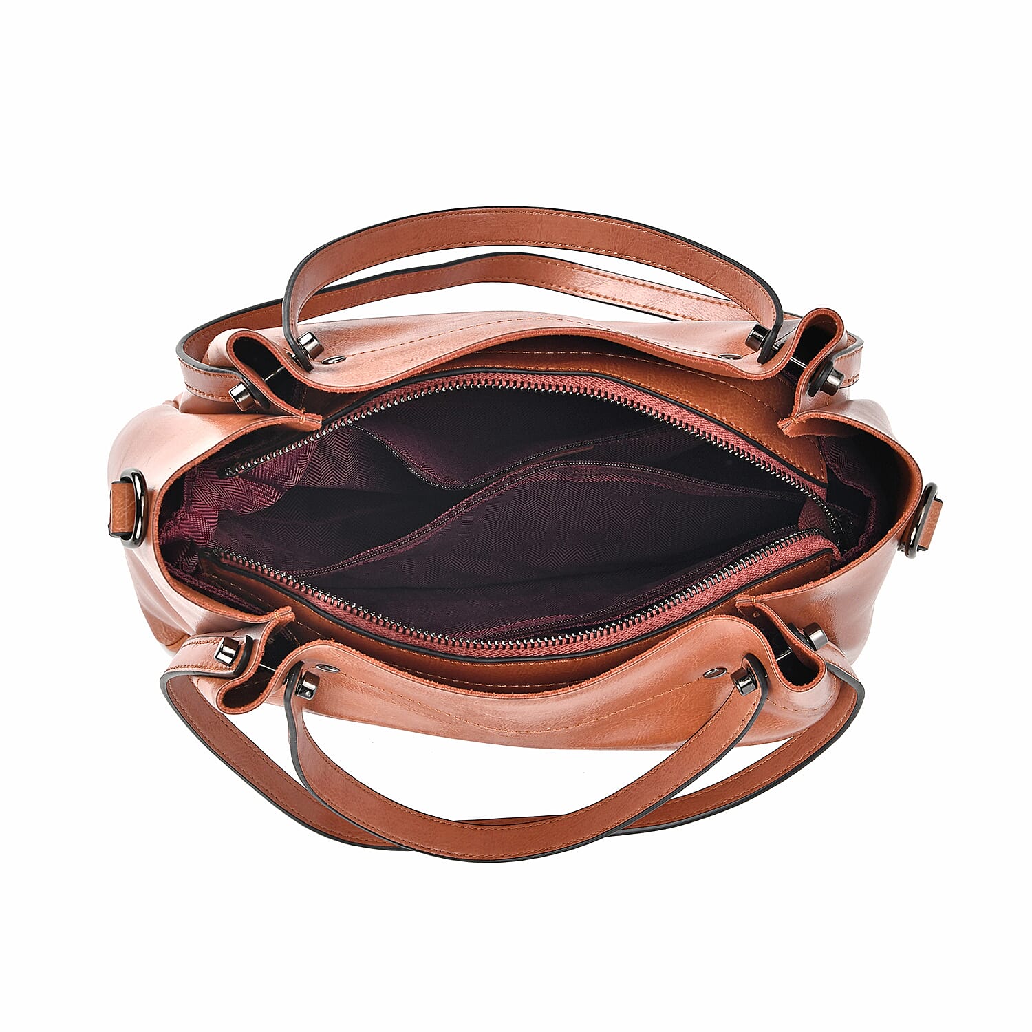 100% Genuine Leather Convertible Bag with Handle Drop & Deteachable Long Strap (120cm) - Pink