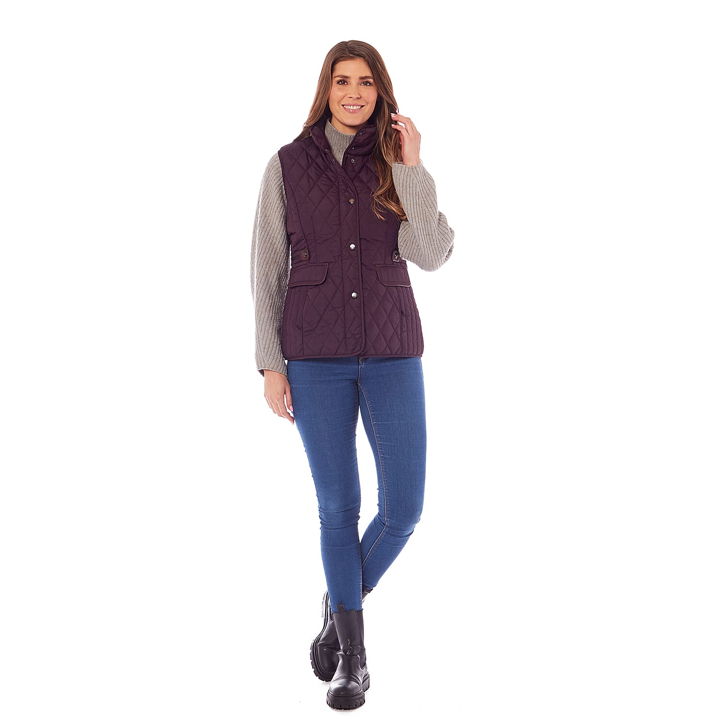 Charlotte West Caroline Padded Gilet (Size 16) - Plum