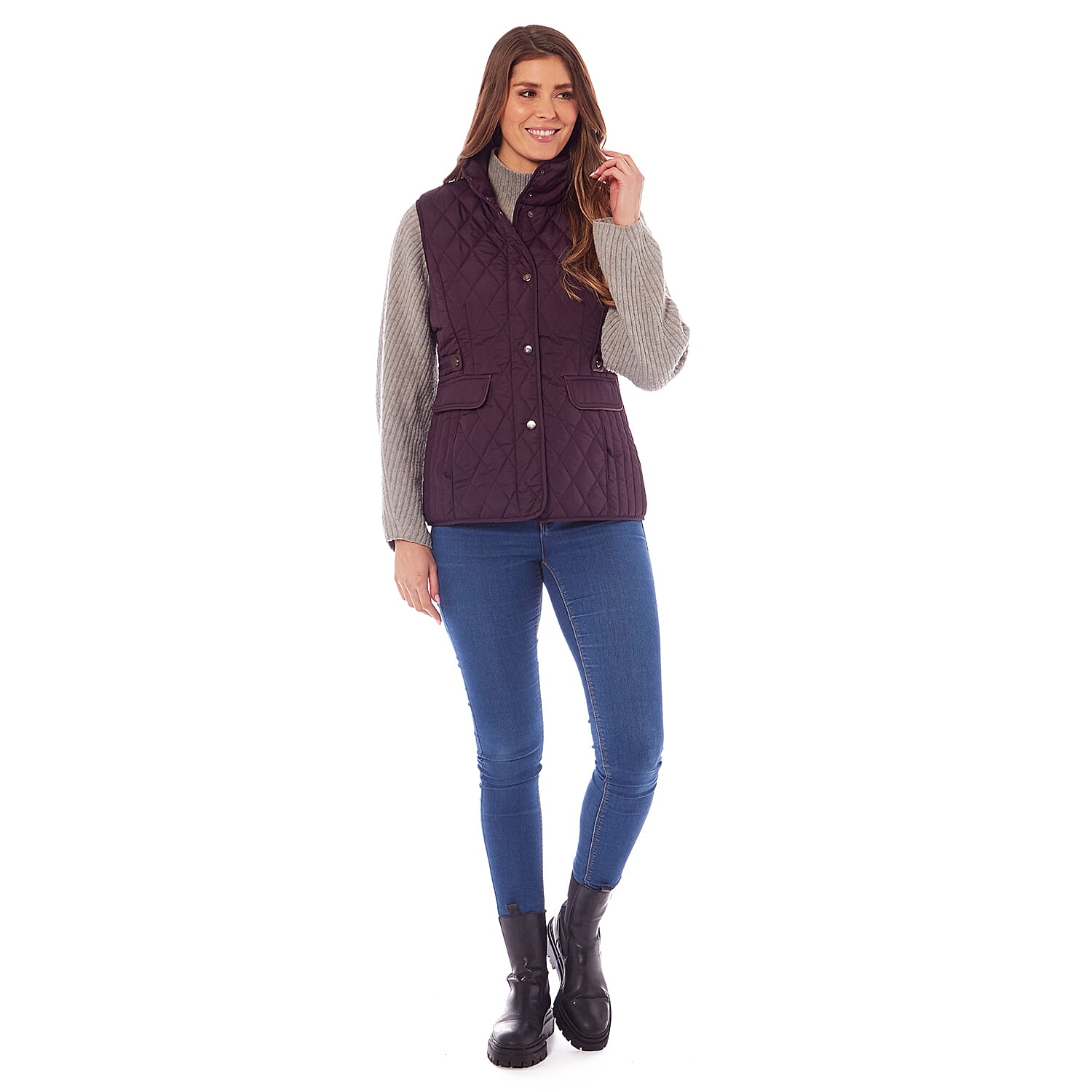 Charlotte West Caroline Padded Gilet (Size 16) - Plum