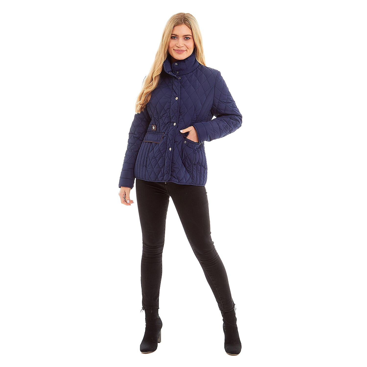 Charlotte West Autumn Winter GREENWICH Quilted Jacket Size 10)- Navy