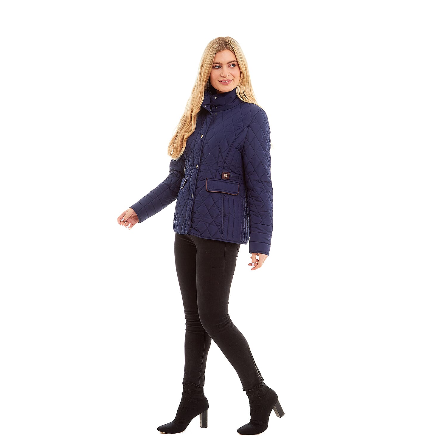 Charlotte West Autumn Winter GREENWICH Quilted Jacket Size 10)- Navy