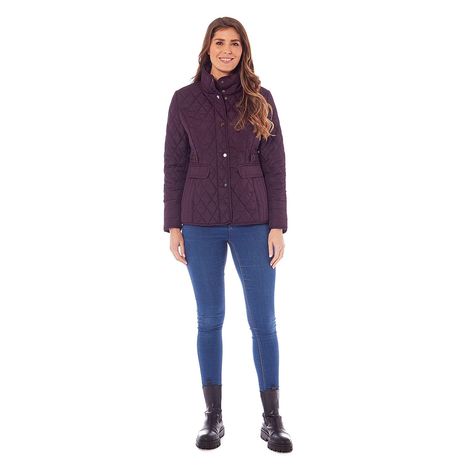 Charlotte West Autumn Winter GREENWICH Quilted Jacket  (Size 10) - Plum