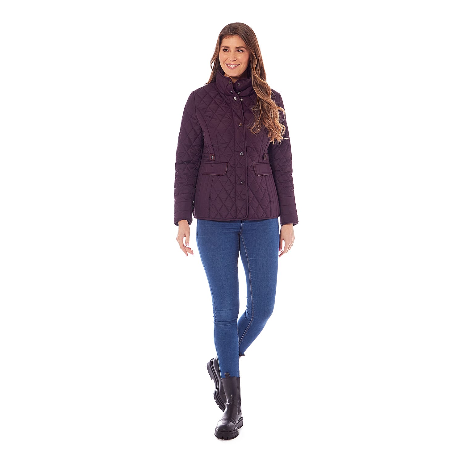 Charlotte West Autumn Winter GREENWICH Quilted Jacket  (Size 10) - Plum