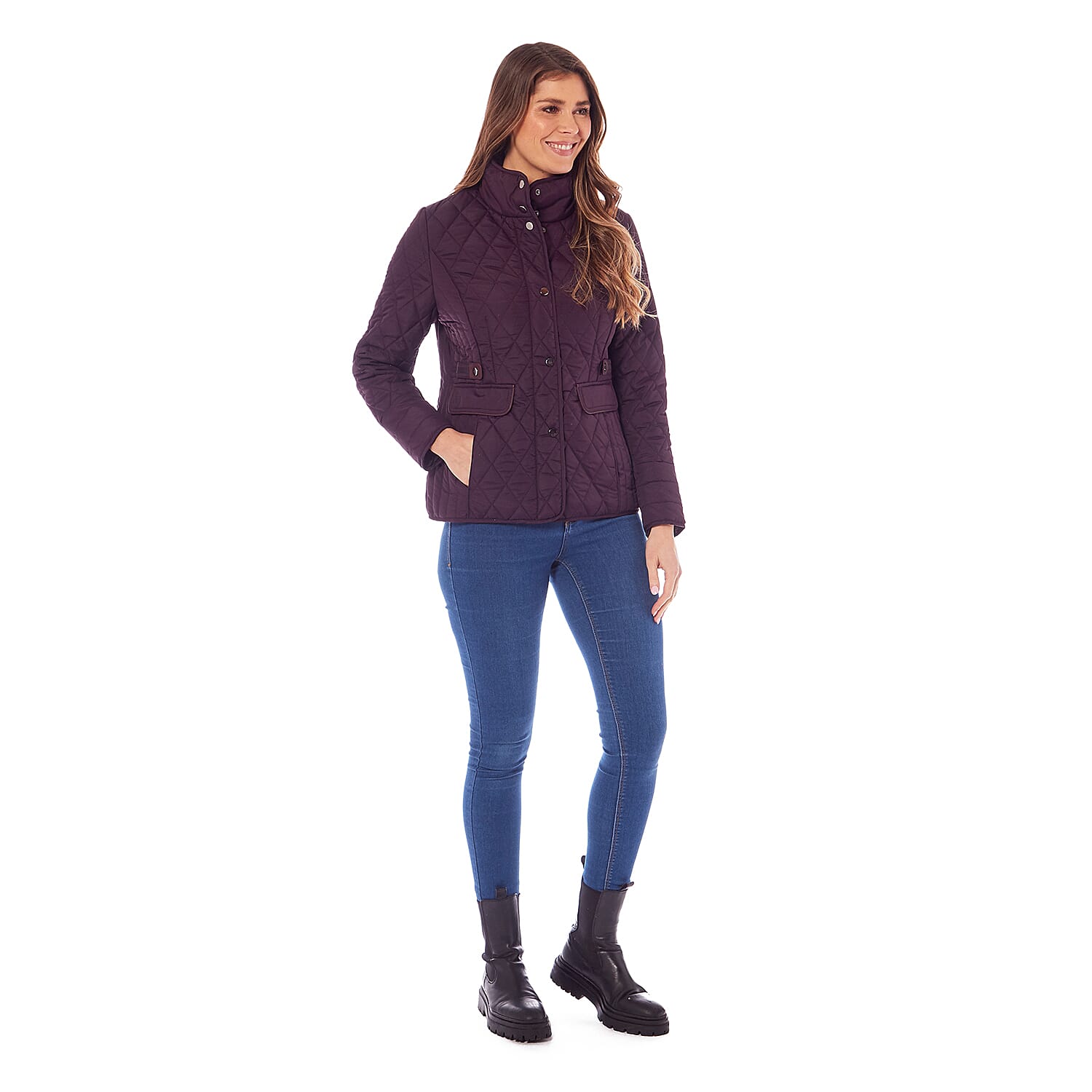 Charlotte West Autumn Winter GREENWICH Quilted Jacket  (Size 10) - Plum