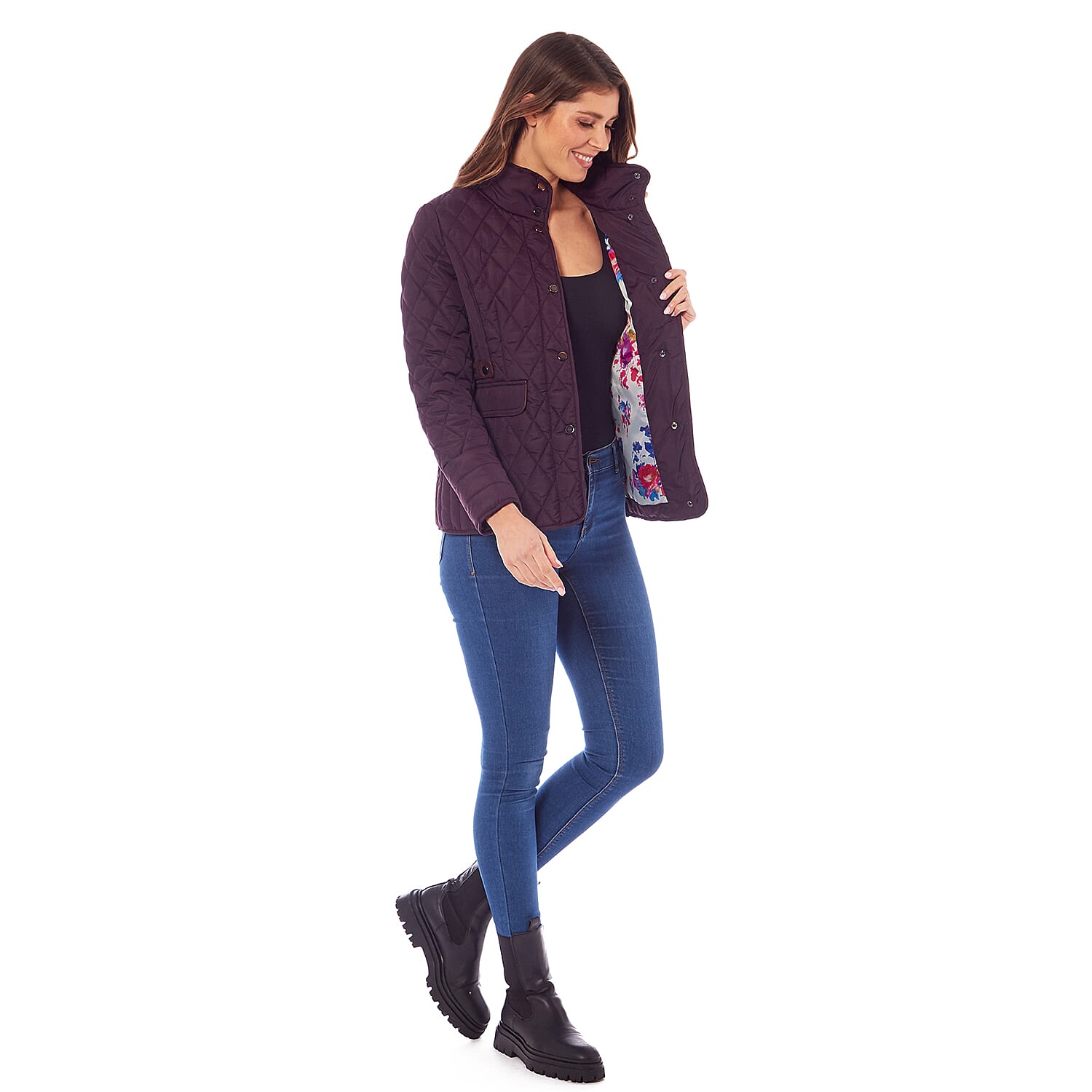 Charlotte West Autumn Winter GREENWICH Quilted Jacket  (Size 10) - Plum