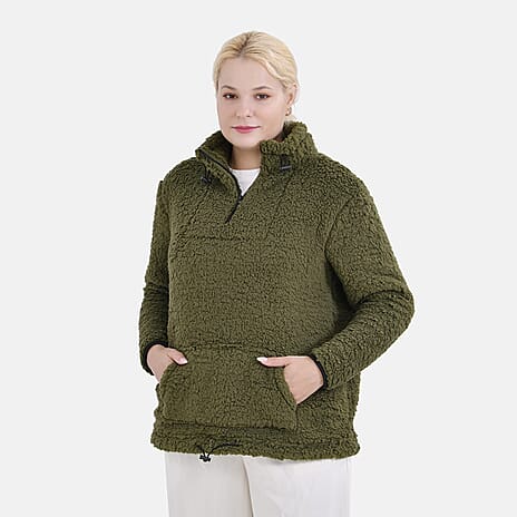 La Marey Half-Zip Sweatshirt with Kangaroo Pocket (Size XXL) - Green