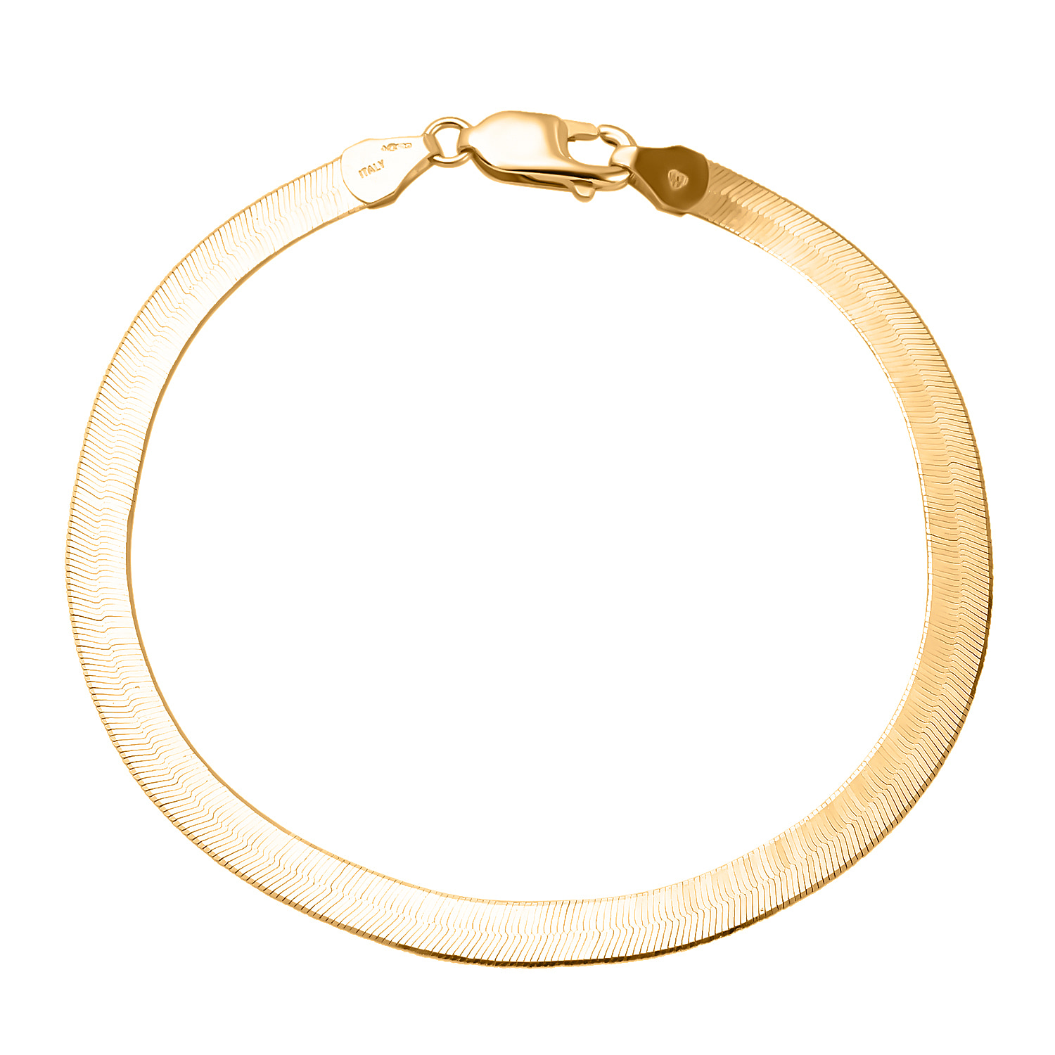 18K Yellow Gold Python Herringbone Bracelet (Size - 7.5), Gold Wt. 5.2 Gms