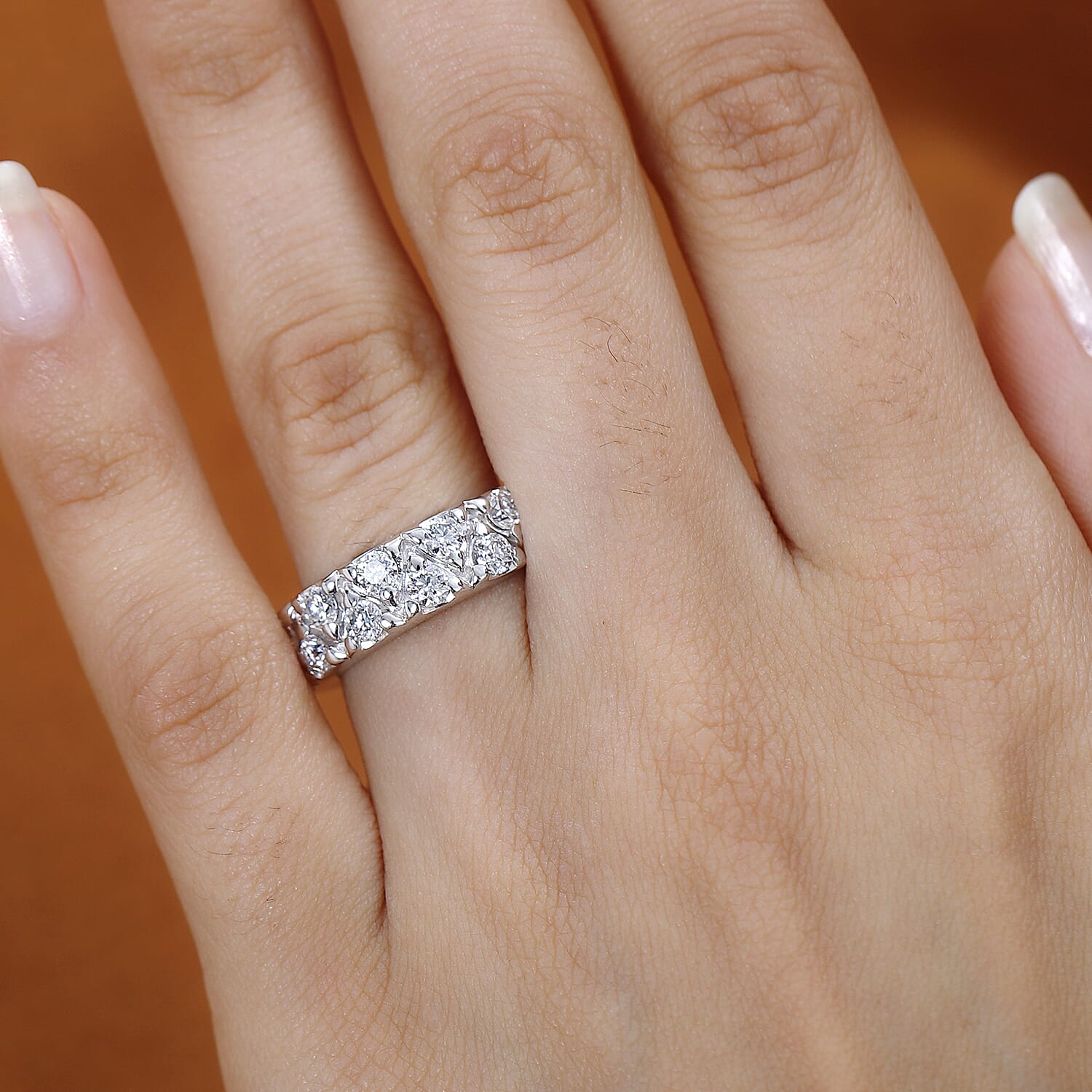 Moissanite Ring in Platinum Overlay Sterling Silver 1.46 Ct.