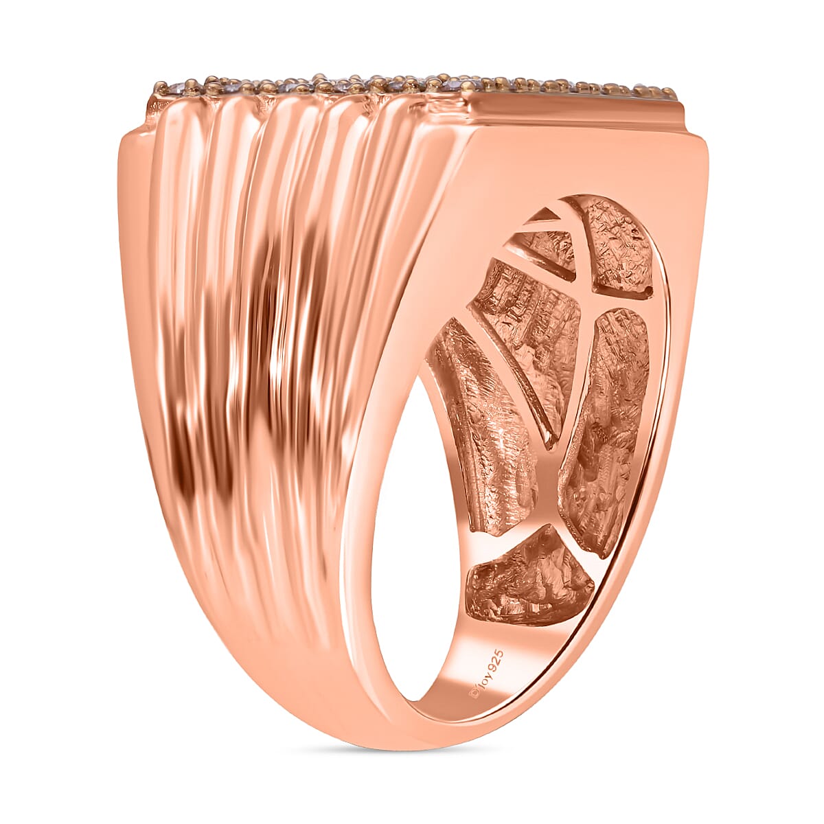 Biggest New York Close Out- Natural Champagne Diamond Ring in 18K Vermeil RG Plated Sterling Silver 1.00 Ct