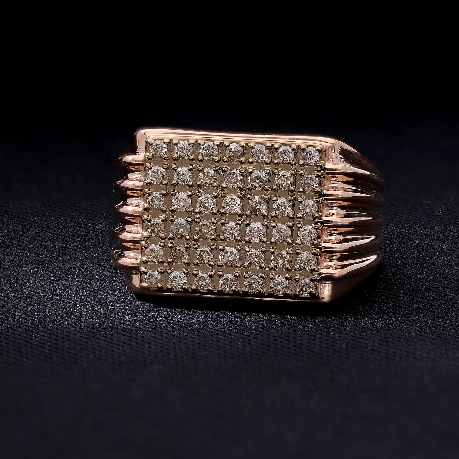 Biggest New York Close Out- Natural Champagne Diamond Ring in 18K Vermeil RG Plated Sterling Silver 1.00 Ct