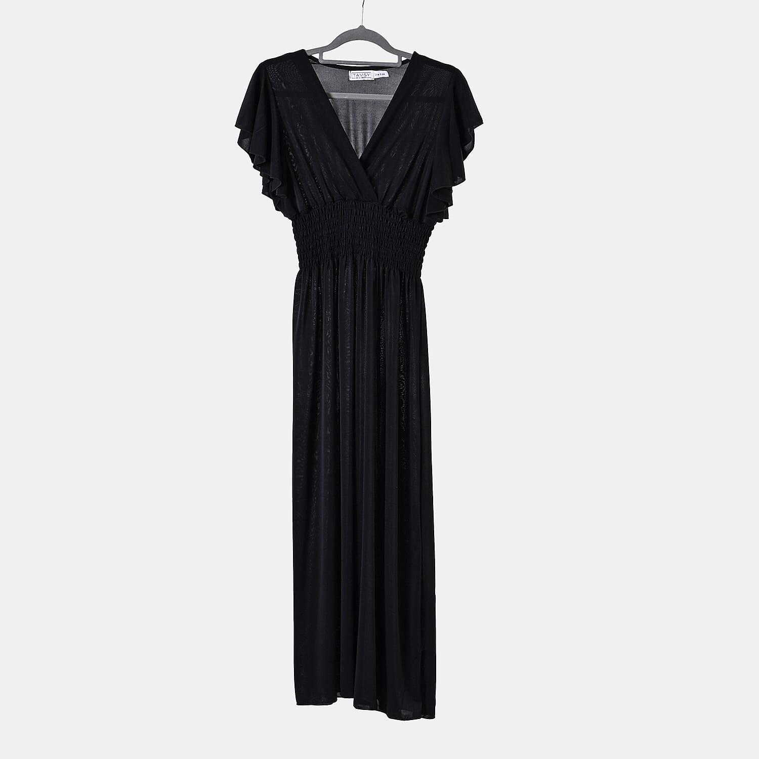 Tamsy Flutter Sleeves Smocked Midi Dress