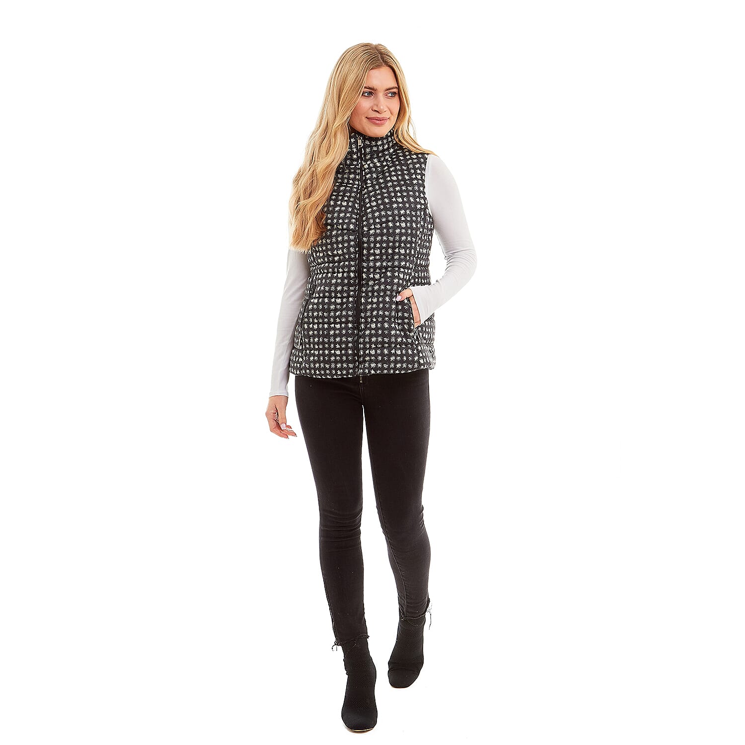 Charlotte West Caroline Padded Gilet - Black and White