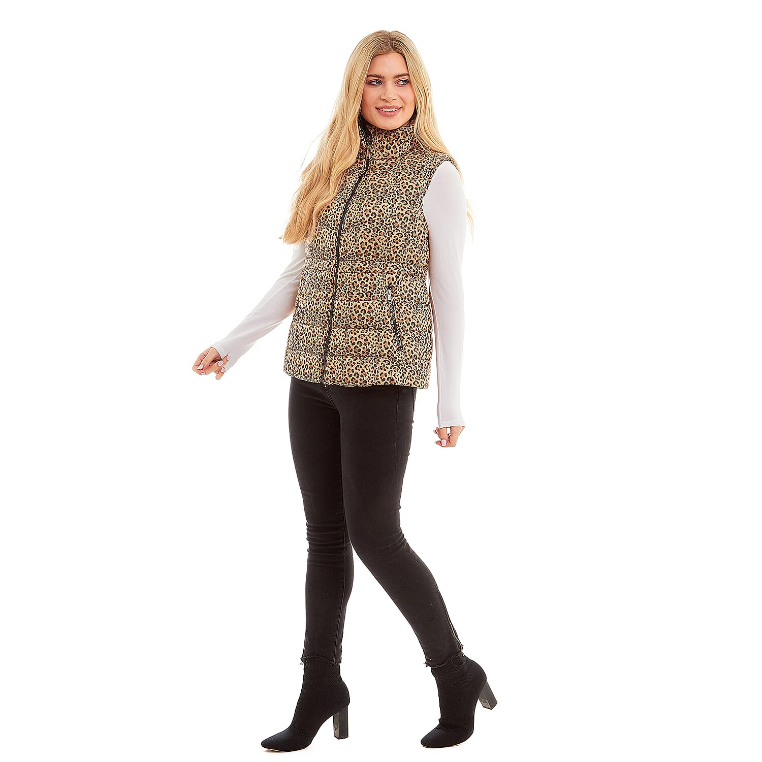 Charlotte West Caroline Padded Gilet (Size 12) - Leopard